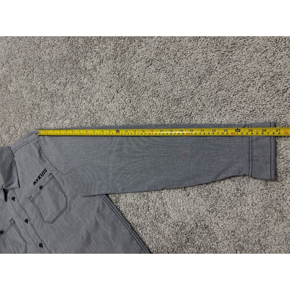 KUIU BASIN Shirt Long Sleeve Button Up Gray Pockets Tiny Stripe Mens Large - Picture 15 of 16